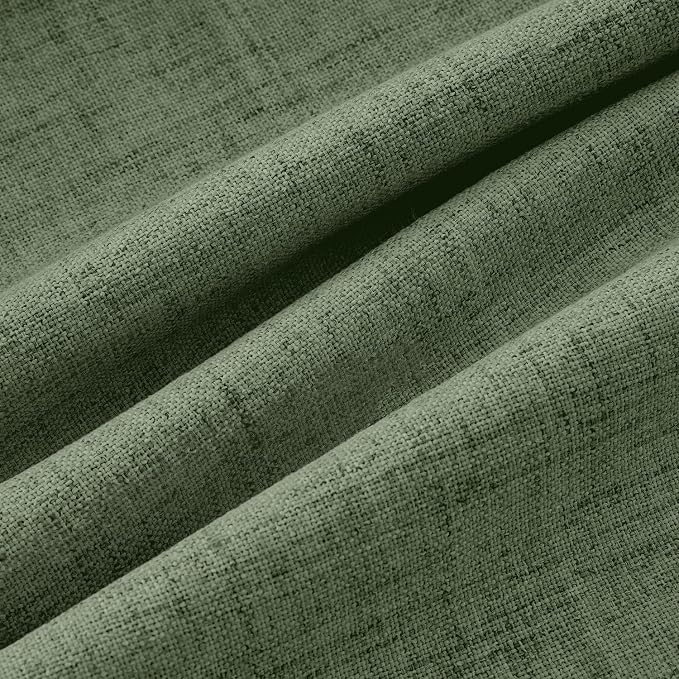 MIULEE 100% Blackout Linen Curtains 42 x 84 Inch Olive Green 2 Panels | Thermal - Image 9