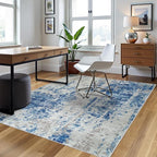 4x6 Area Rugs for Living Room Washable Bedroom Dining Room Blue Grey White | - Image 3