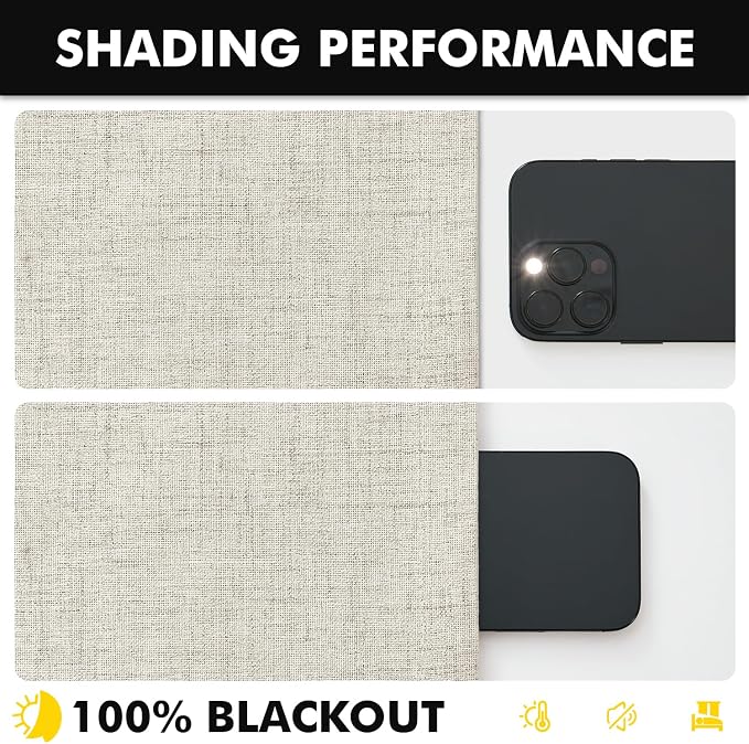 MIULEE 100% Blackout Linen Curtains 42 x 90 Inch Light Cream 2 Panels | Thermal - Image 7