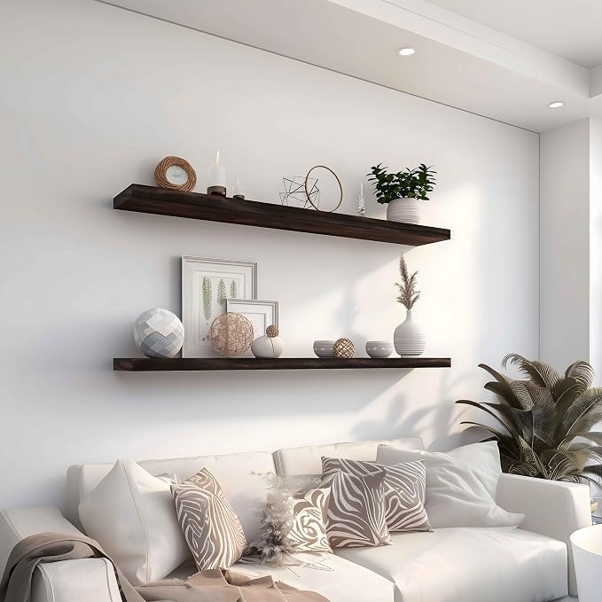 YYWUOJJ Wood Floating Shelves for Wall Decor, Rustic Wall Shelves for Bedroom - Image 6