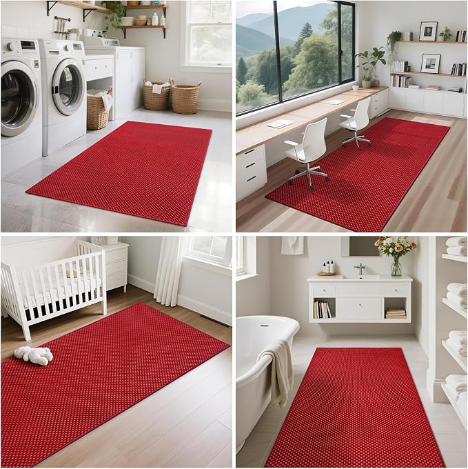Indoor Front Door Mat Entryway Rug Non Slip Washable Red 2x3 ft | Front Entry - Image 7