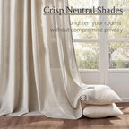 Topfinel Oatmeal Pinch Pleated Linen Curtains 132 Inch Length 2 Panels - Image 4