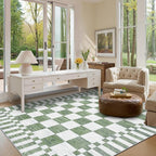 GarveeHome 9x12 Area Rugs for Living Room Washable Checkered Rug Bedroom | - Image 2