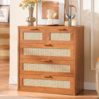LEYAOYAO Rattan Dresser for Bedroom Set of 2, 33.5" Tall Chest of Drawers - Image 8