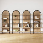 Nathan James Amara Bohemian 5-Shelf Etagere Bookcase, Rattan Open Bookshelf by NathanJames