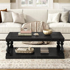 Merax Vintage Coffee Table Featuring Artistic Vase Column Legs and Luxurious - Image 3