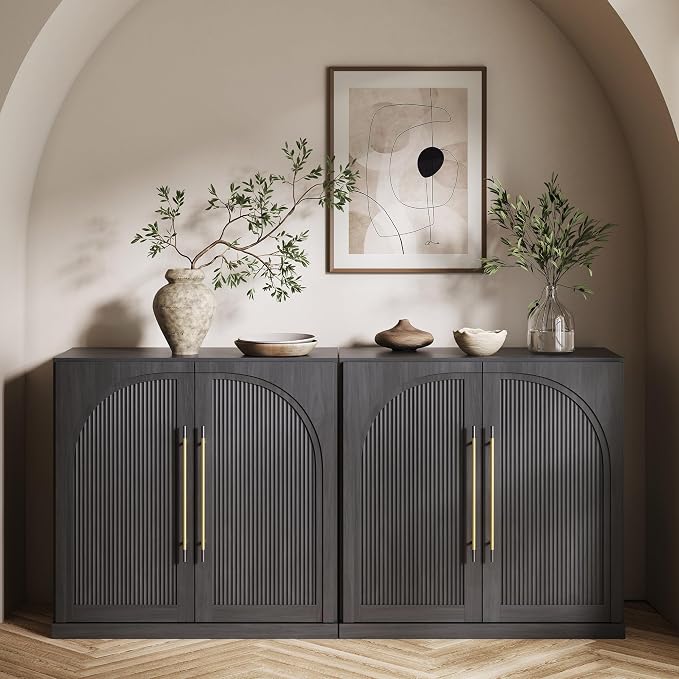 BELLEZE 3 Tier Bookshelf with Double-Arc Door - Image 8
