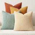 MIULEE Soft Corduroy Decorative Throw Pillow Covers Teal-Rust 20x20 | Set of 4 by MIULEE