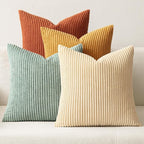 MIULEE Soft Corduroy Decorative Throw Pillow Covers Teal-Rust 20x20 | Set of 4 by MIULEE