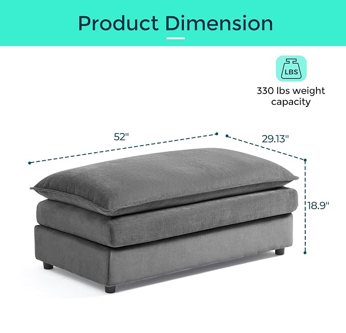 LINSY HOME Ottoman Modular for Sectional Sofa Couch, Cloud Sofa Movable Ottoman - Image 2