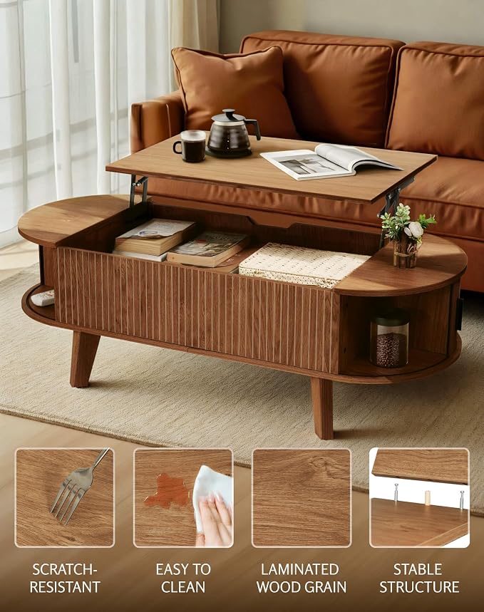 Oval Lift Top Coffee Table - Image 4