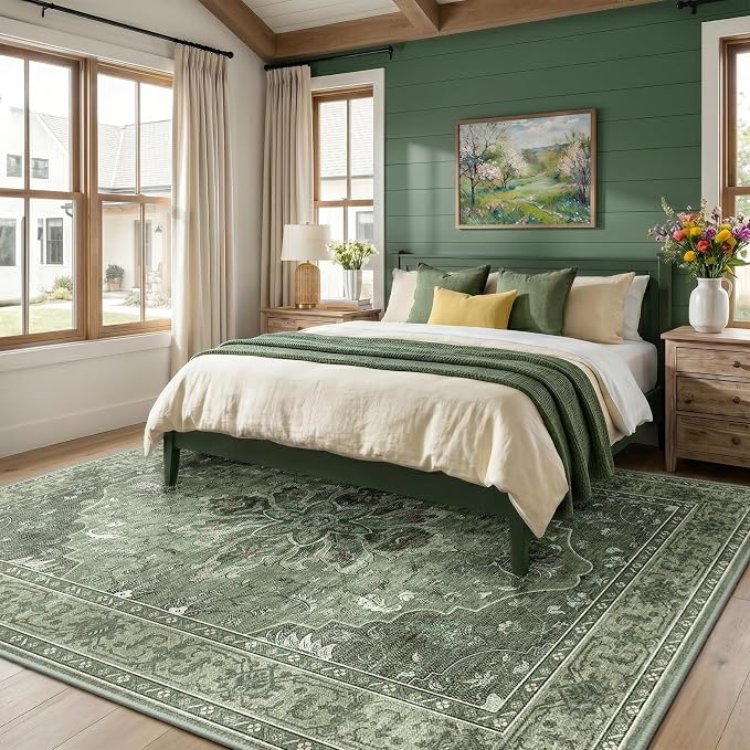RELEANY Washable Area Rug, Water Repellent, Pet Friendly, Vintage Floral Boho - Image 2