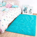 2x3 Blue Fluffy Soft Area Rug Non-Slip by ModernHomeDecor