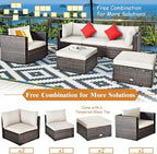 Tangkula 6 Pieces Wicker Patio Furniture Set, PE Rattan Outdoor Sectional - Image 6