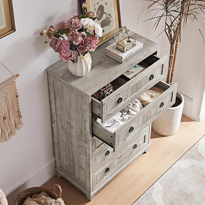 Joaxswe Farmhouse 5 Drawer Dresser - Image 4