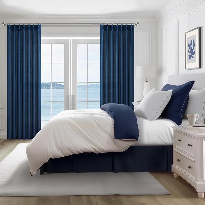 Navy Extra Long Light Filtering Sheer Curtains 108 Inches Long - Image 6