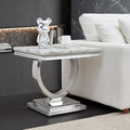 Henf Marble End Table Modern White Faux Marble Sofa Side Table by Henf