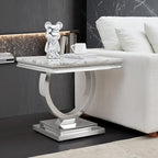 Henf Marble End Table Modern White Faux Marble Sofa Side Table by Henf