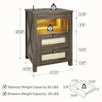 FREDEES Rustic Night Stand Set 2 - Image 2