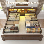 EnHomee King Size Bed Frame and Headboard & Storage, 4 Drawers and LED Built in - Image 5