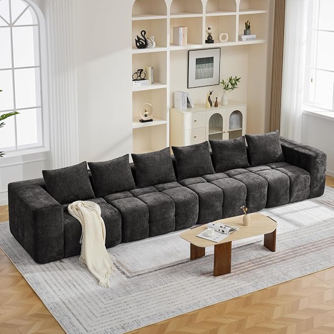 160" Oversized 6 Seater Boneless Couch, Comfy Cloud Modular Sectional Sofa by CACFTII
