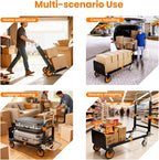3-in-1 Folding Hand Trucks, 600Lbs Convertible Hand Truck Dolly, Heavy Duty - Image 6