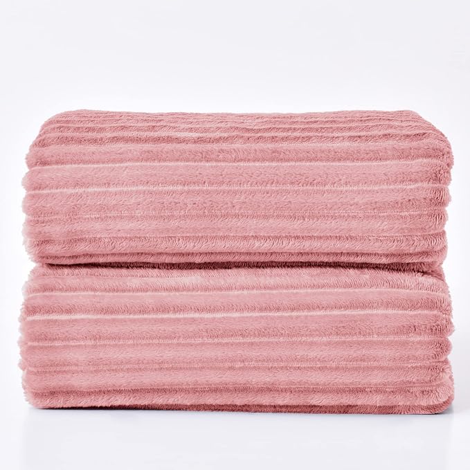 BEDELITE 3D Ribbed Jacquard Pink King Size Blankets - Image 9