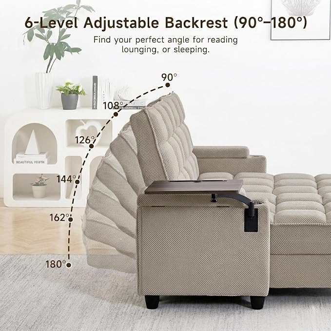 Auvsoce 71" Chaise Lounge Chair Indoor, Convertible Sleeper Sofa Bed - Image 5