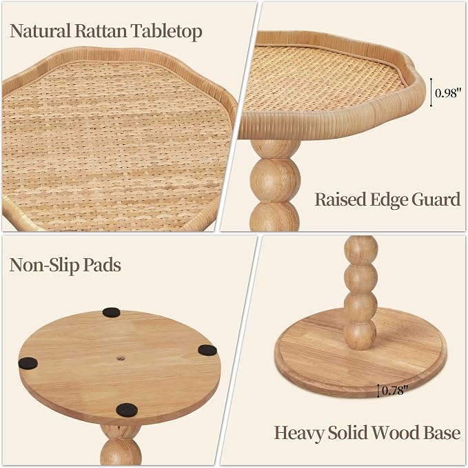 Drink Table, Boho Rattan Flower Small Side Table - Image 5