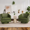 Swivel Barrel Accent Chairs Set of 2, Round Faux Leather Living Room Arm Chairs by ErdoruLiving