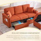 L-Shaped Sectional Sofa with Storage & Movable Ottoman, Corduroy 3 Seater - Image 4