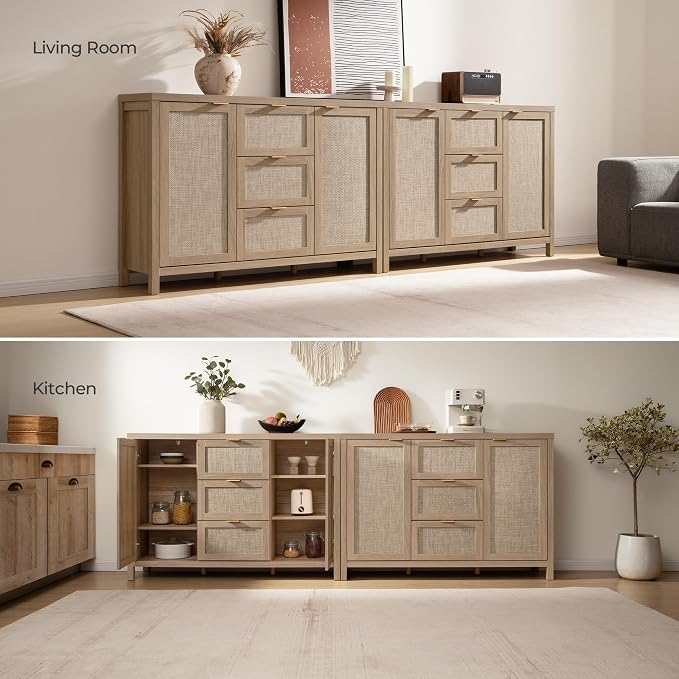 SICOTAS Rattan Large Sideboard Buffet Cabinet - Image 5
