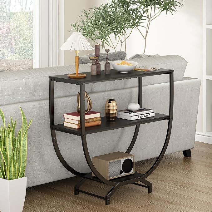 GILLAS 3 Tier Console Tables, Sofa Table Behind Couch Table, Industrial - Image 6