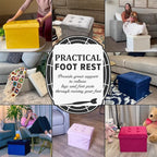 LINMAGCO Storage Ottoman Folding Foot Stool Velvet Foot Rest - Image 3