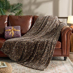 BEDELITE Fleece Blanket Soft Plush Twin Size Blanket Brown Leopard 60"x80" | - Image 2