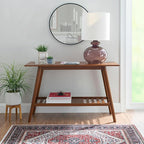Linon Melissa Mid-Century Modern Walnut Console Table - Image 2