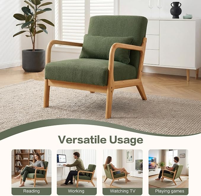 Mid Century Accent Chair, Comfy Arm Chair - Image 7