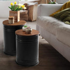 Rustic Storage Ottoman Seat Stool, Farmhouse Accent Side Table, Antique - Image 5