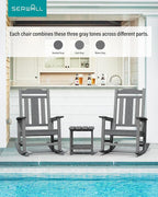 SERWALL Oversized Outdoor Rocking Chair, All Weather Patio Rocking Chair - Image 7