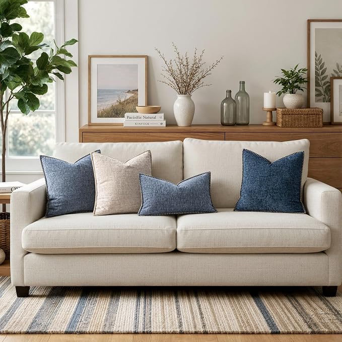 MIULEE Decorative Couch Throw Pillow Covers 18x18 in Dark Grey Blue 2 Pack | - Image 5