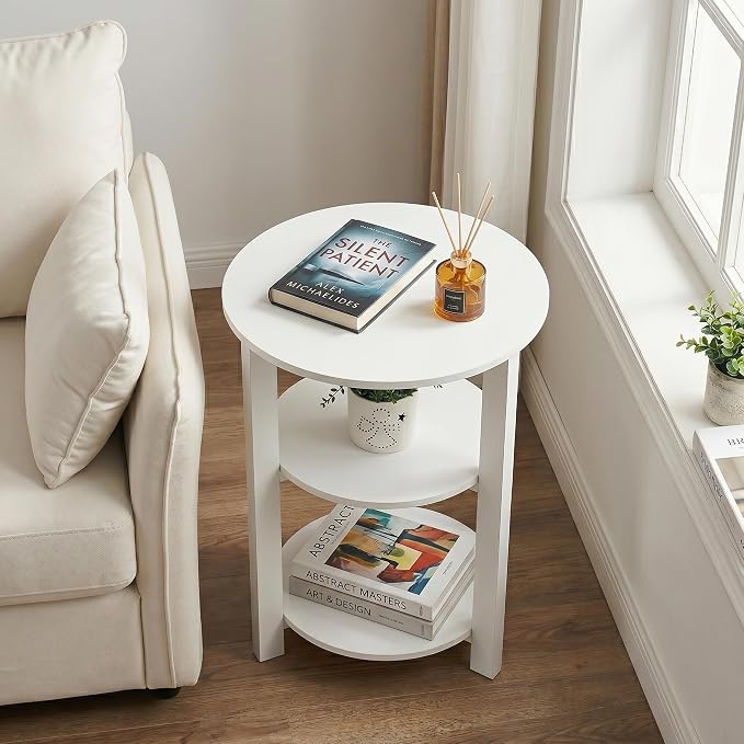 Farmhouse 3-Tier Round Side Table, 17.7 * 21.7inch End Table - Image 2