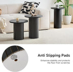 Round Nesting Coffee Table Set of 3 Mid Century Modern Wood Round Coffee Tables - Image 7