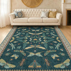 Insect Blue Green Living Room Rug 5x8 by HazoHaus