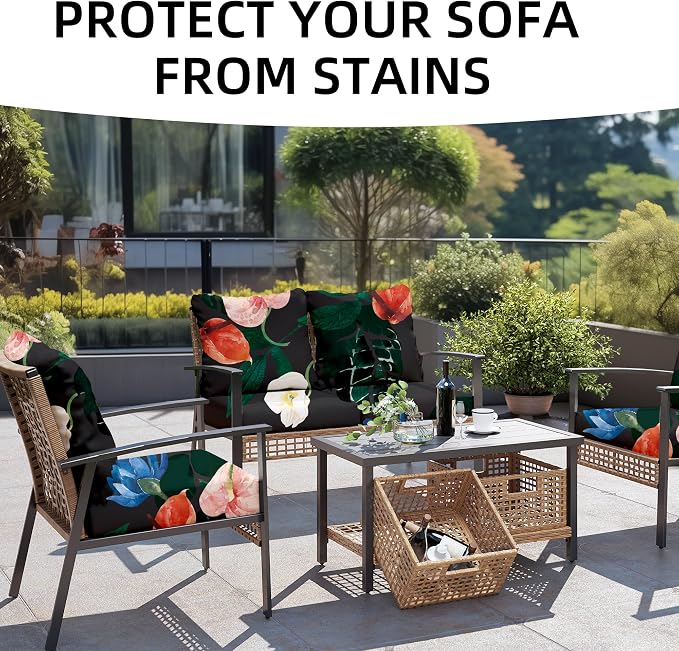 8PCS Patio Cushion Covers.Patio Furniture Couch SeatSlipcovers | Washable - Image 4