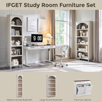 IFGET 76" Tall Arched Bookcase, Farmhouse 5 Tiers Large Arched Bookshelf Cabinet - Image 6