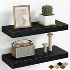 Fun Memories 16 Inch Floating Shelves Wall-Mounted, Engineered Wood Wall Shelves by FunMemories