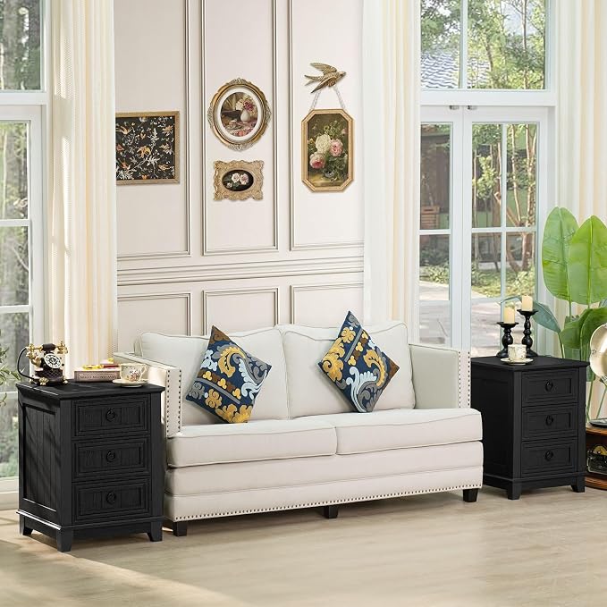 Joaxswe Farmhouse Night Stand Set of 2, Dresser - Image 5