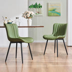 YOUNUOKE Mid-Century Modern Dining Chairs Set of 2, Olive Green Faux Leather by YOUNUOKE