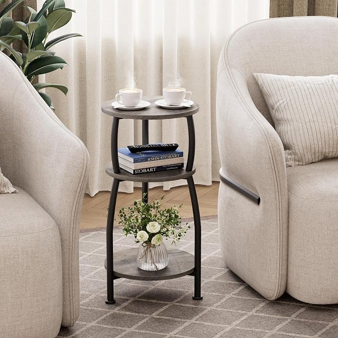 Small Round Side Table, 3-Tier End Table - Image 5