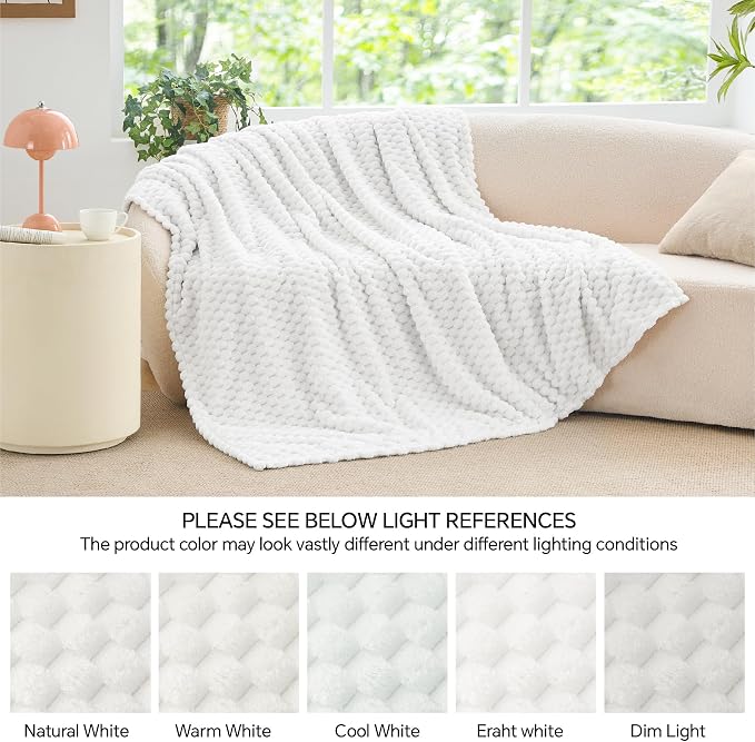 BEDELITE White Twin Blanket for Couch, Soft Cozy Gifts for Women, 60 * 80 | 3D - Image 8
